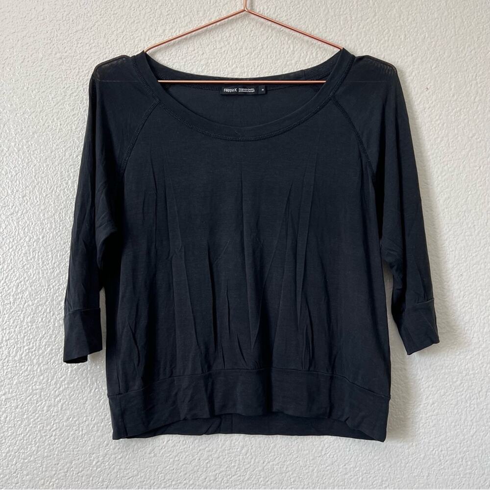 Filippa K black top tee 3/4 sleeve lightweight